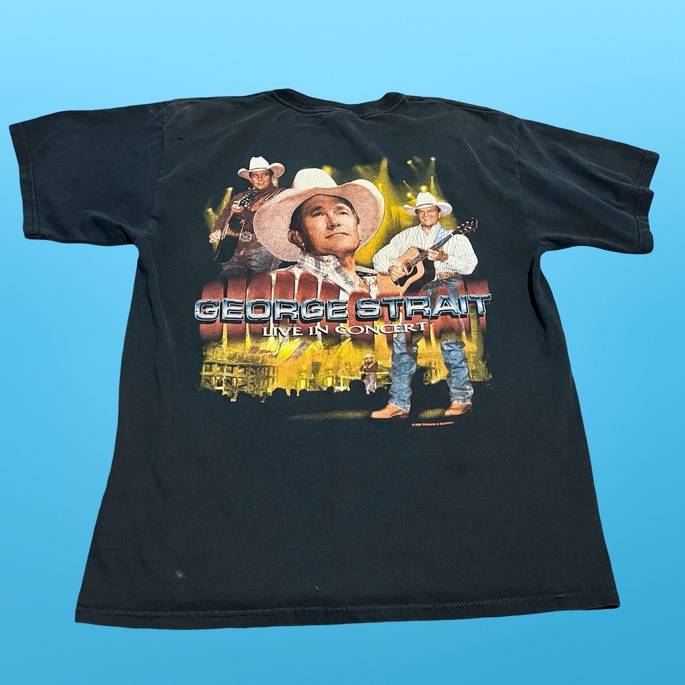 Vintage George Strait 2005 Tour T-Shirt Black Mens Large Heavy Cotton Concert